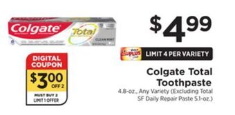ShopRite Total toothpaste offer