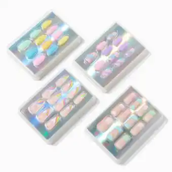 Claire's Rainbow pastel vegan faux nail set - 4 pack offer