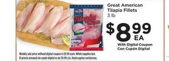 Foods Co Great american tilapia fillets offer
