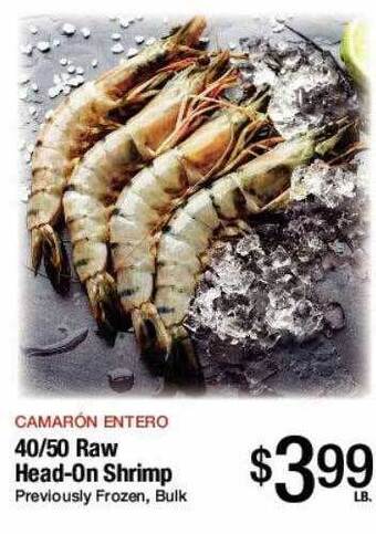 Jons International 40-50 raw head-on shrimp offer