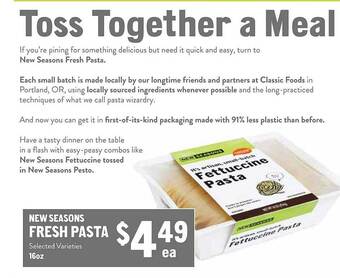 New Seasons Market New seasons fresh pasta offer