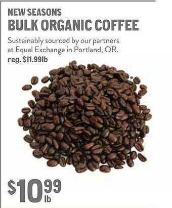 New Seasons Market New seasons bulk organic coffee offer