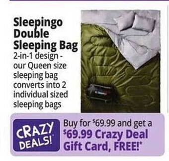 Ocean State Job Lot Sleepingo double sleeping bag offer