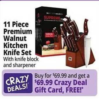 Ocean State Job Lot 11 piece premium walnut kitchen knife set offer