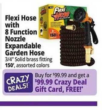 Ocean State Job Lot Flexi hose with 8 function nozzle expandable garden hose offer