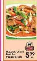 Fairplay Usda choice beef for pepper steak offer