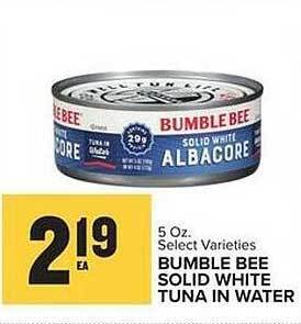 Food Lion Bumble bee solid white tuna in water offer