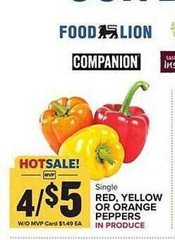 Food Lion Red, yellow or orange peppers offer