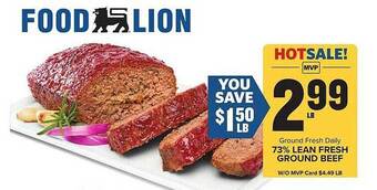 Food Lion 73% lean fresh ground beef offer
