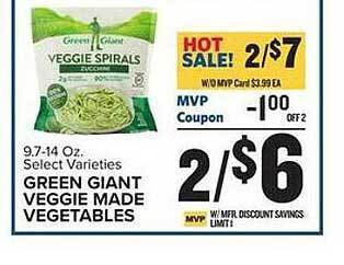 Food Lion Green giant veggie made vegetables offer