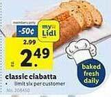 Lidl Classic ciabatta offer
