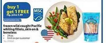 Lidl Frozen wild caught pacific whiting fillets, skin on & boneless offer
