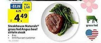 Lidl Steakhouse naturals grass fed angus beef sirloin steak offer