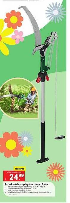 Lidl Parkside telescoping tree pruner & saw offer