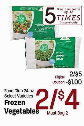Maceys Food club frozen vegetables offer