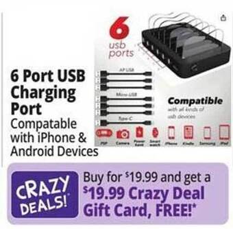 Ocean State Job Lot 6 port usb charging port offer