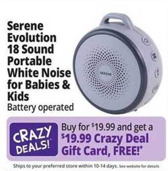 Ocean State Job Lot Serene evolution 18 sound portable white noise for babies & kids offer