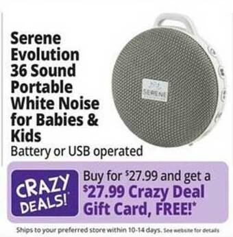 Ocean State Job Lot Serene evolution 36 sound portable white noise for babies & kids offer