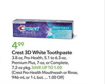 Publix Crest 3d white toothpaste offer