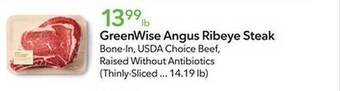 Publix Greenwise angus ribeye steak offer