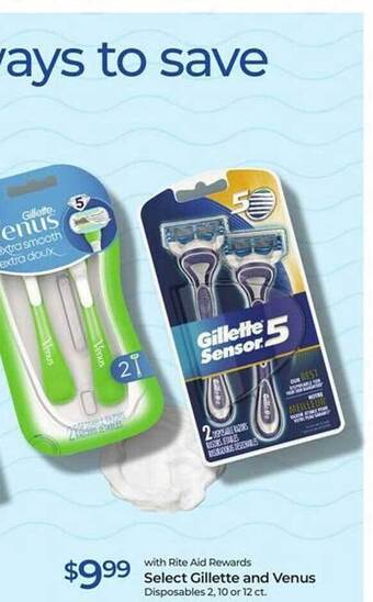 Rite Aid Gillette and venus disposables offer