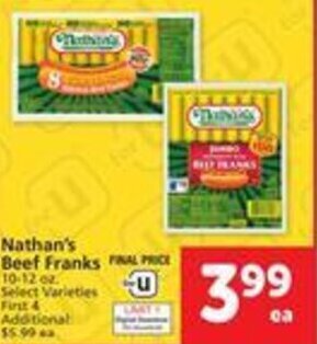 Safeway Nathan's Beef Franks offer