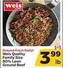 Weis Markets Weis quality family size 80% lean ground beef offer