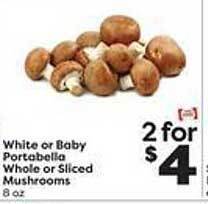 Weis Markets White or baby portabella whole or sliced mushrooms offer