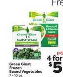 Weis Markets Green giant frozen boxed vegetables offer