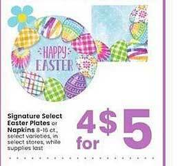 Albertsons Signature select easter plates or napkins offer