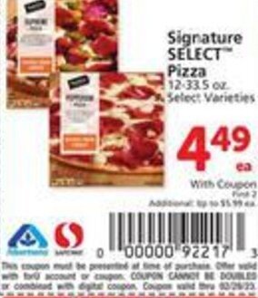 Safeway Signature Select Pizza offer