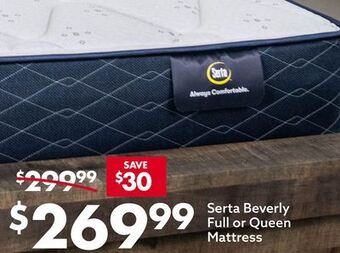 Big Lots Serta beverly full or queen mattress offer