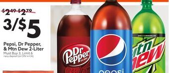 Big Lots Pepsi, dr pepper, & mtn dew 2-liter offer