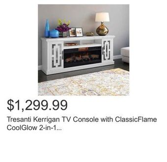 Costco Tresanti kerrigan tv console with classicflame coolglow 2-in-1 electric fireplace and fan offer