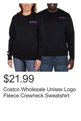 Costco Costco wholesale unisex logo fleece crewneck sweatshirt offer