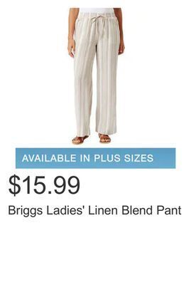 Costco Briggs ladies' linen blend pant offer