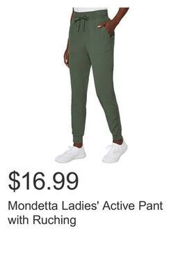 Costco Mondetta ladies' active pant with ruching offer