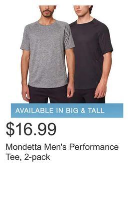 Costco Mondetta men's performance tee, 2-pack offer
