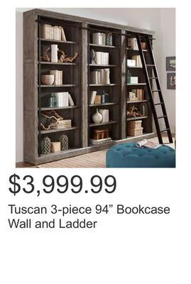 Costco Tuscan 3-piece 94" bookcase wall and ladder offer