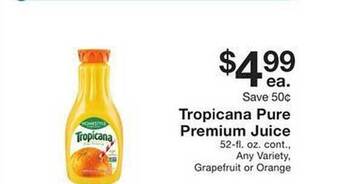 Fairway Store Market Tropicana pure premium juice offer