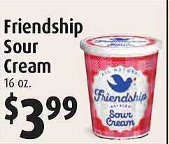 Gristedes Friendship sour cream offer