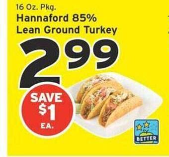 Hannaford Hannaford 85% lean ground turkey offer