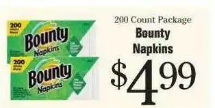 Morton Williams Bounty napkins offer