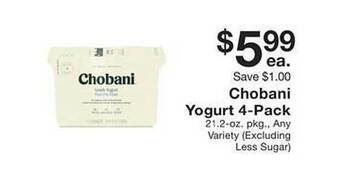 Fairway Store Market Chobani yogurt 4-pack offer