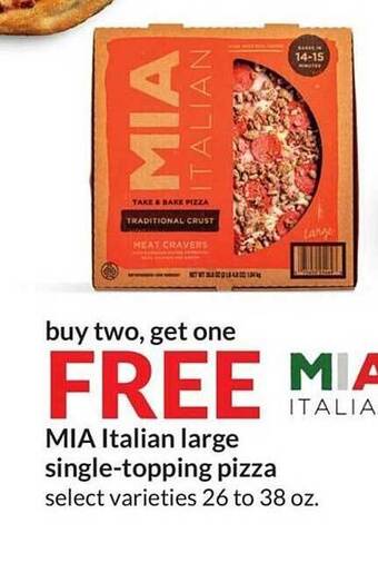 Hy-Vee Mia italian large single-topping pizza offer