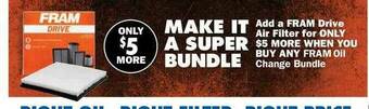 Carquest Fram Drive Air Filter, Fram Oil Change Bundle offer