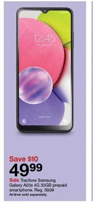 Target Tracfone samsung galaxy a03s 4g 32gb prepaid smartphone offer
