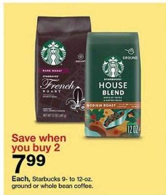 Target Starbucks ground or whole bean coffee offer