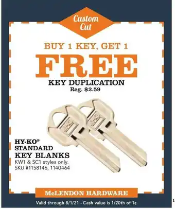HY-KO® Standard Key Blanks