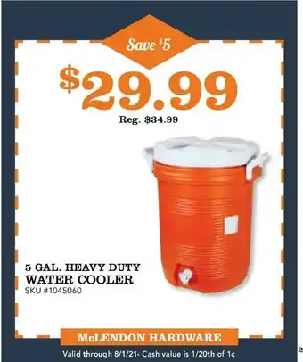 5 Gal. Heavy Duty Water Cooler